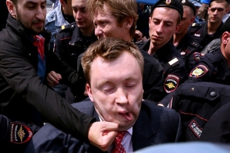 (Andrey Svitailo/ Getty Images) Prominant Russian LGBTQ activist, Nikolai Alexeyev, is beaten and detained during a protest in Moscow earlier this year.  Alexeyev has been vocal about encouraging protests and political pressure as opposed to boycotts, and is one Buzzfeed’s people to watch as the Sochi Olympics approach (http://www.buzzfeed.com/saeedjones/who-to-watch-as-sochi-approaches).